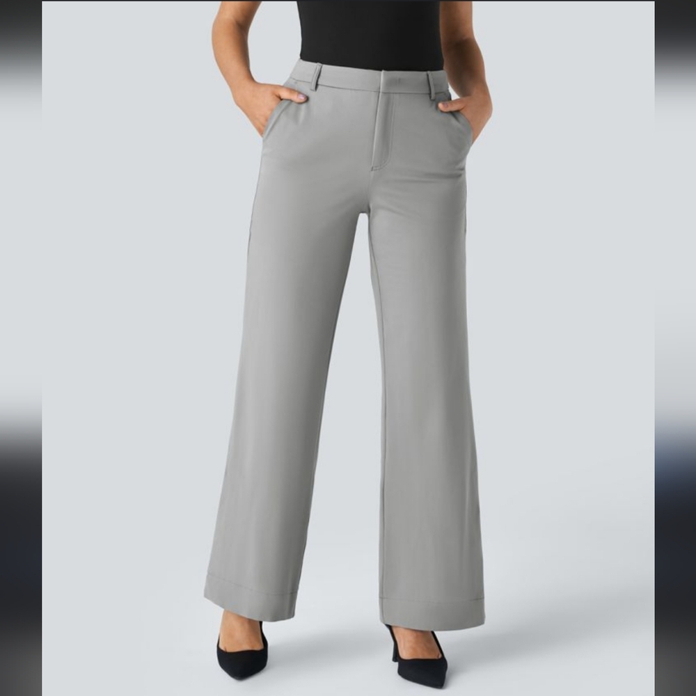 Halara Mid Rise Side‎ Pocket Straight Leg Viral Work Pant Gray Sz Small